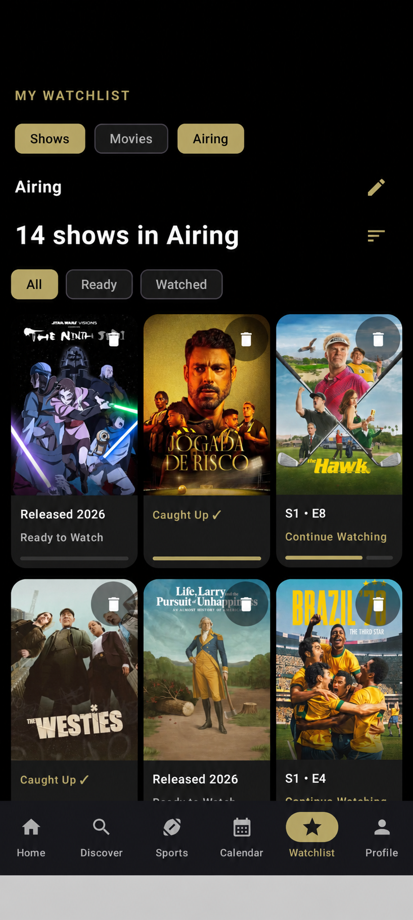 Agora Watch watchlist screen